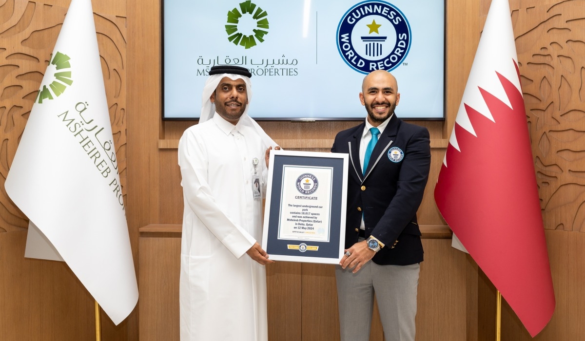 Guinness World Record for 'Largest Underground Car Park' in the World set by Msheireb Downtown Doha